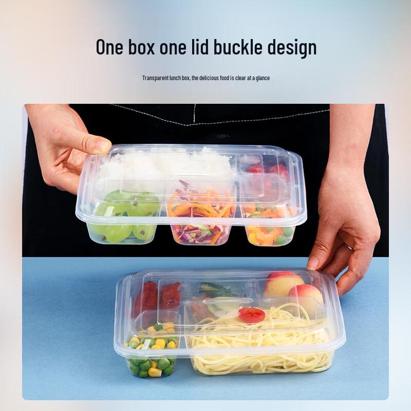 Disposable 5-Compartment Plastic Meal Prep Containers, 1000ml, 200-Pack