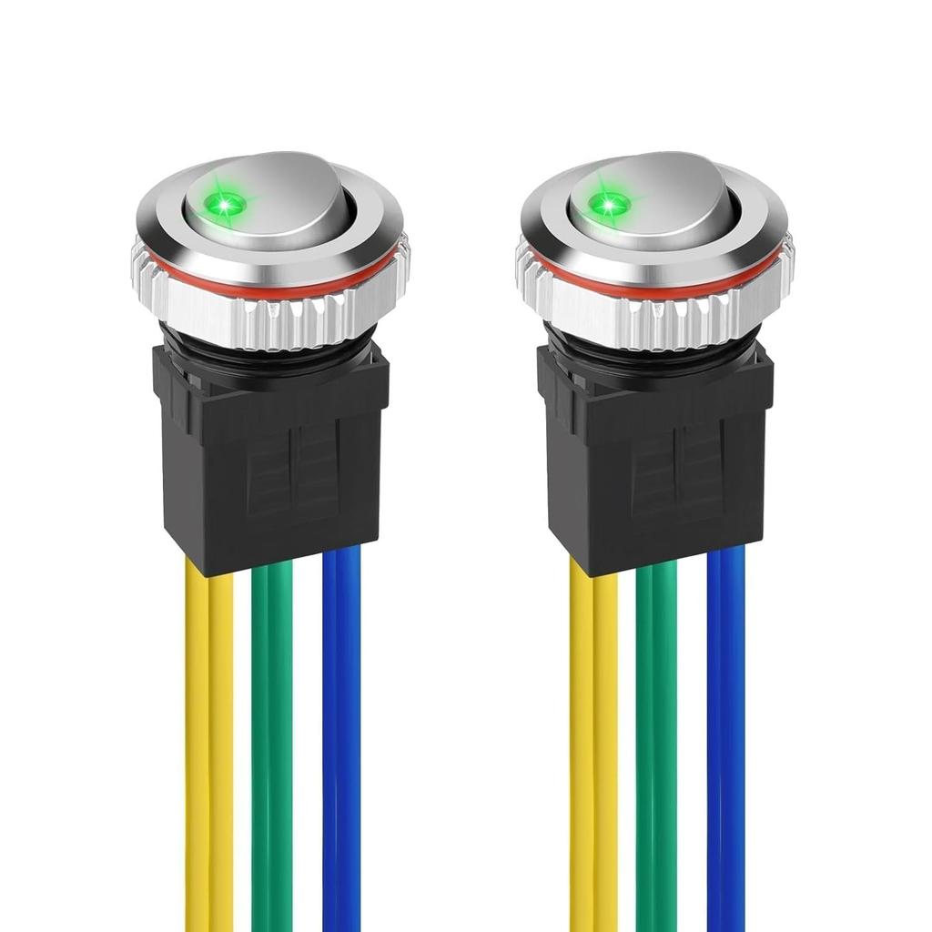 2 PCS 16mm Rocker Switch, Lighted Round Toggle Switch 12V 24V SPST 7A 6 Pin On Off Switch for Car RV Boat Electrical Control