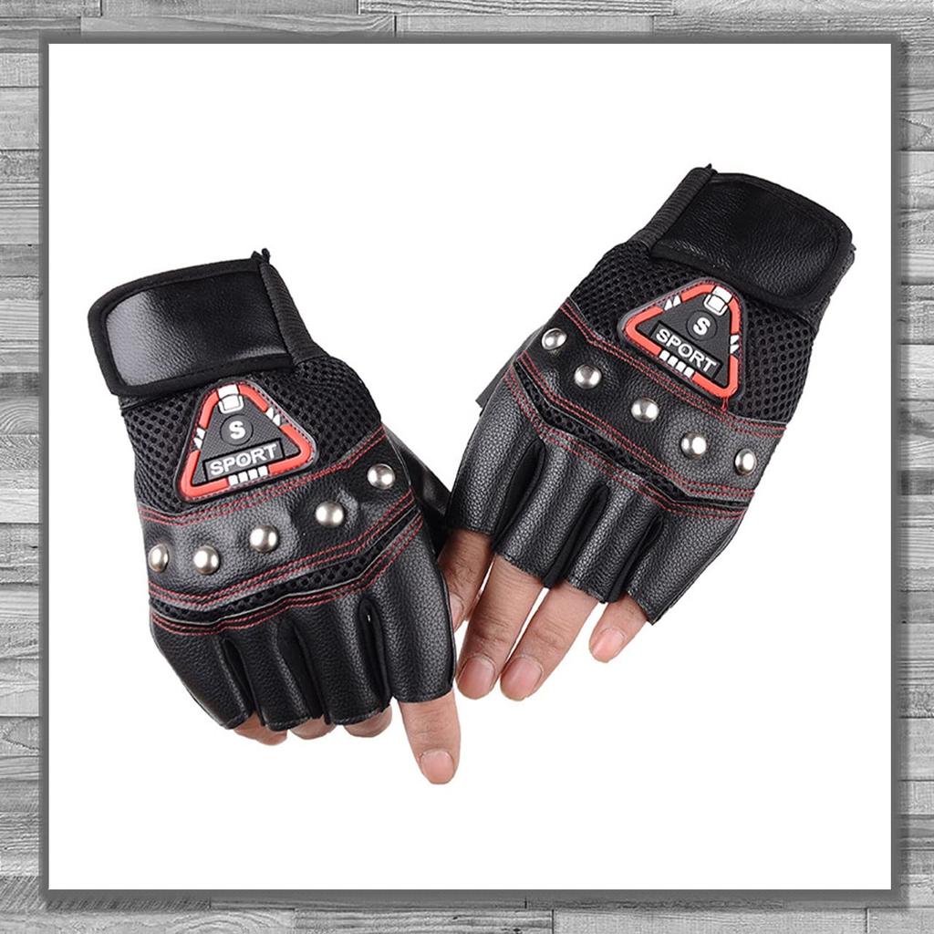 Rex Standard Fingerlose Lederhandschuhe für Rennrad und GT021 Herren Radfahren, Schwarz,