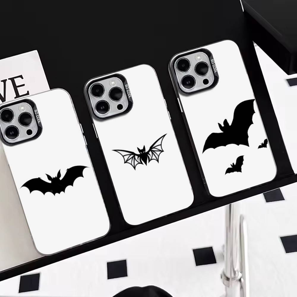 Fledermaus Spinnenmuster Mattierte Textur Handyhülle Für iPhone17,16,15,14,13,12,11 Plus,ProMax,XS,Bunte Silberne Handyhülle Funda Cover