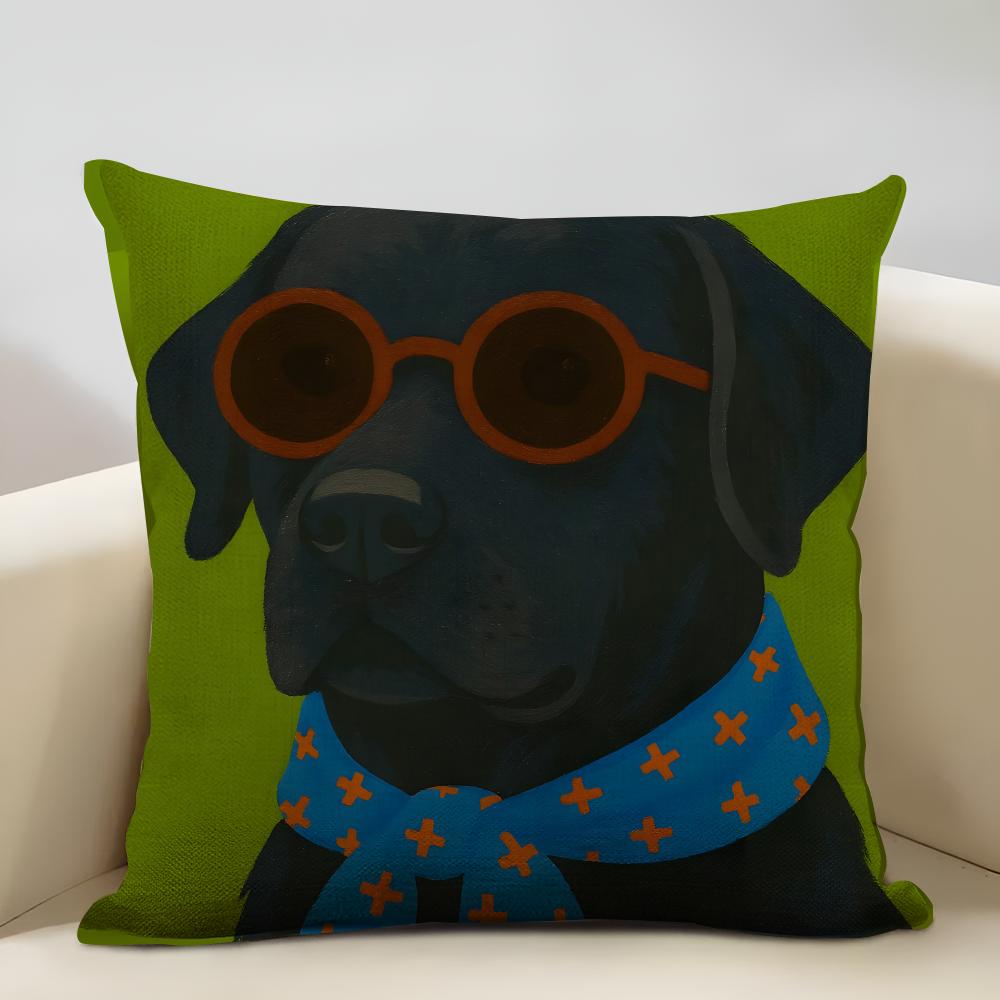 Animals Wearing Bandanas Cushion Cover Household Decoration Linen Sofa Cushion Cover: Skin-Friendly & Breathable With Invisible