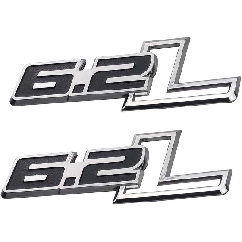 2pcs 6.2L Emblems Side Fender 3D Decals Badge Replacement for F-150 Raptor 6.2 L F150 Chrome