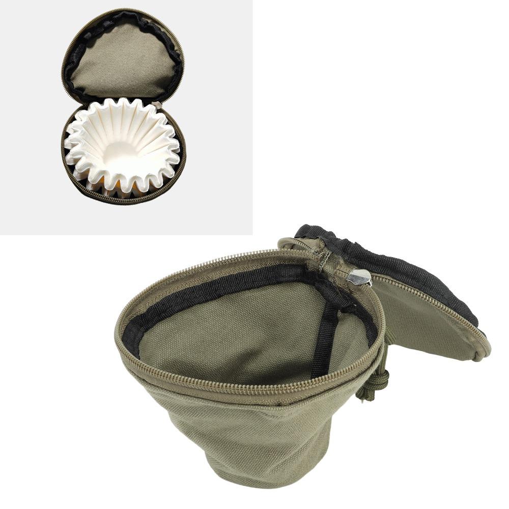 Portable Coffee Filter Storage Bag Waterproof Canvas Coffee Filter Container  Outdoors