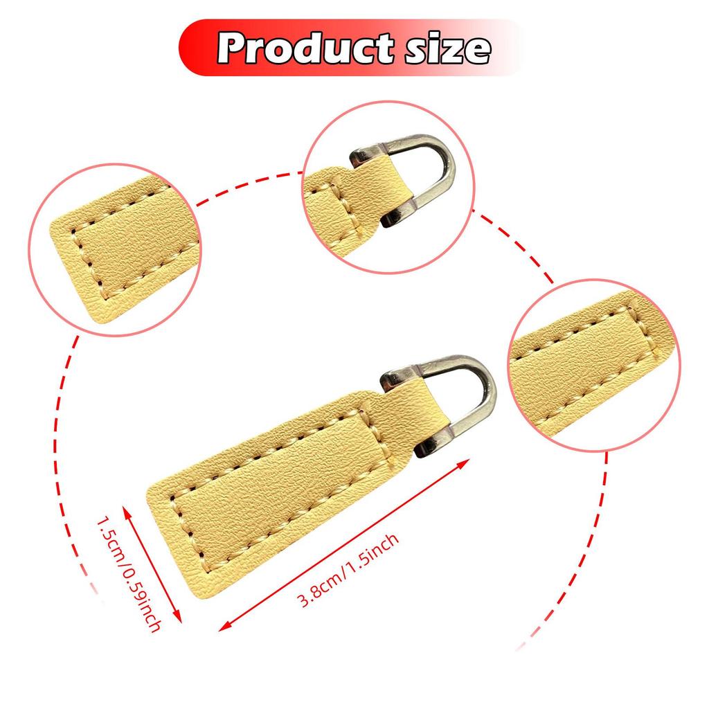 2Pcs Zipper Pulls PU Leather Replacement for Zipper Repair Zipper Heads Zipper Tags for Luggage Jacket Purses Handbags Boot