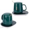 Constant Temperature Cup with Mug Warmer Thermostatic Coaster Mug and Warmer Pad CN (Green(Cup Lid