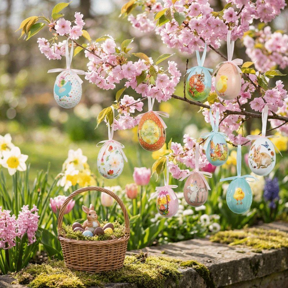 Colorful Easter Eggs Pendant DIY Craft Easter Egg Props Hanging Easter Egg  Spring Decor