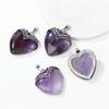 2pcs Natural Stone Heart Shape Necklace Pendant Healing Love Crystal Pendants Amethysts Charms Necklaces Jewelry Women 31*35MM