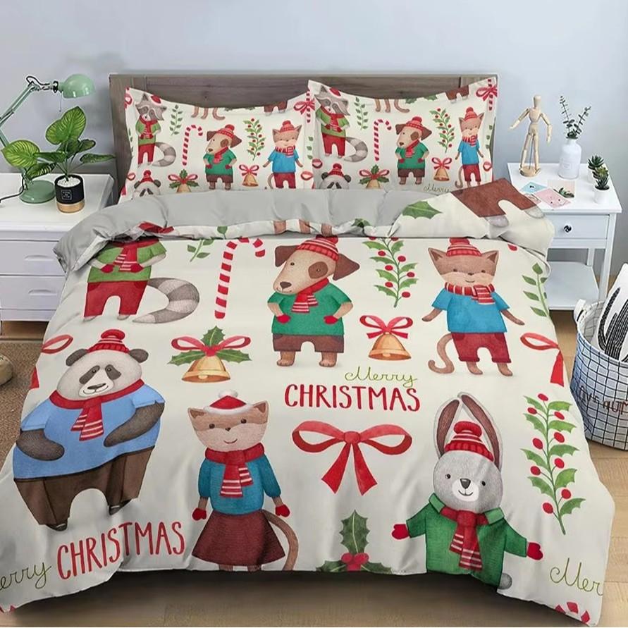 Christmas Snowman Down Comforter Set Bedding Set 3-piece Duvet Cover Set