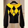 Autumn Korean Chic Tops Are Fashionable Unique Lazy Black Diamond Knitted Sweater