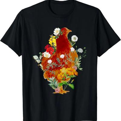 Niedliches Huhn Vintage Floral Botanisch Blumengarten Tee T-Shirt
