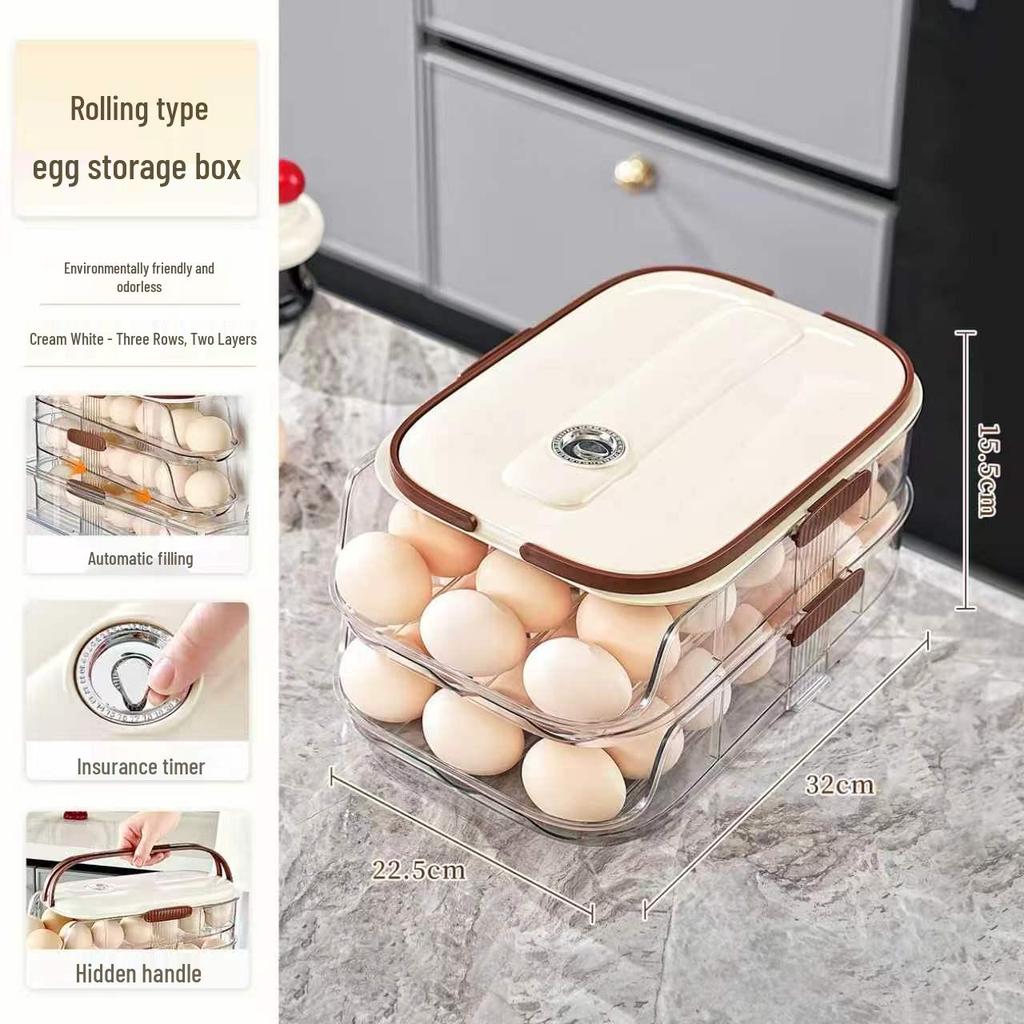 Automatic Multi-layer Rolling Egg Organizer for Refrigerator Door