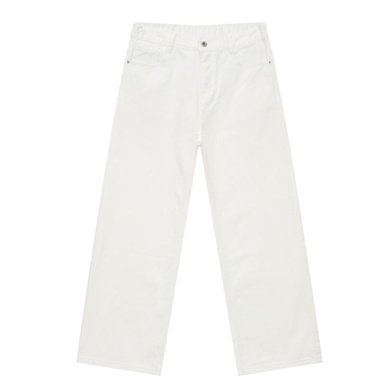 Men's New Loose Semi-elastic Waist Loose Straight Denim Trousers