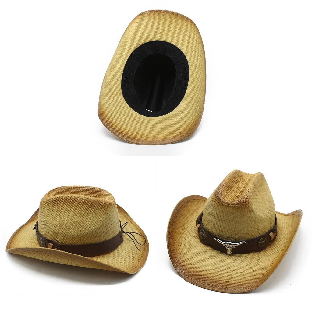 Straw Hat With Wide Brim For Summer Sun Protection And Outdoor Casual Wear