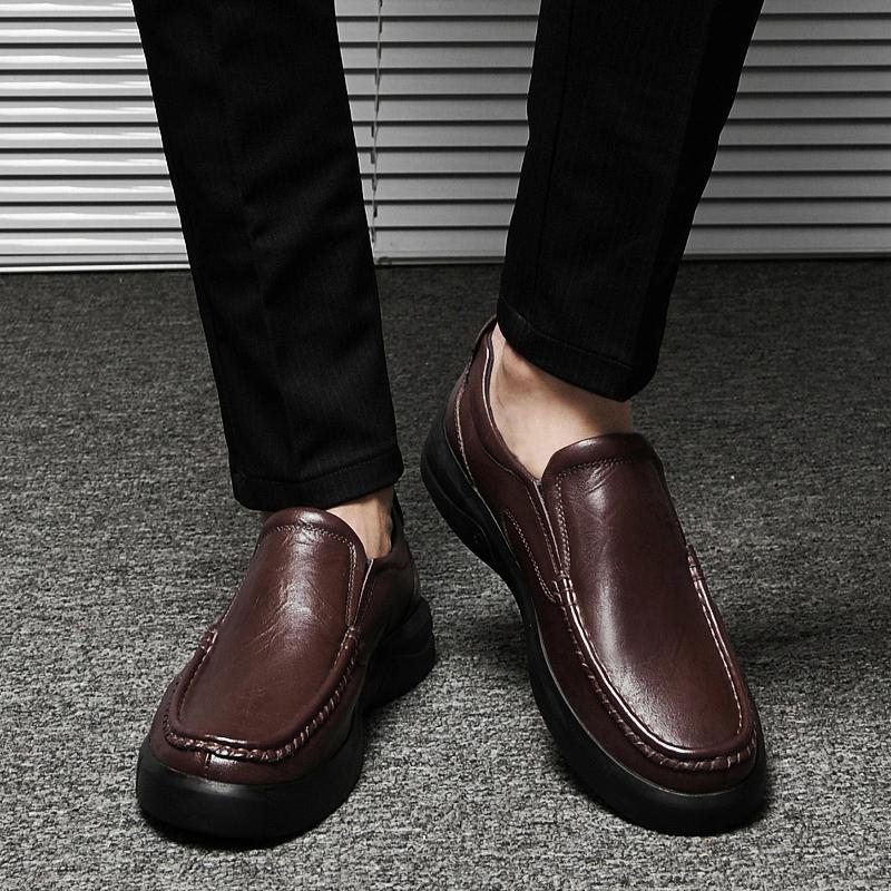 Men Casual Loafers Comfortable Lightweigh Walking Footwear  Breathable Slip On Male Leather Shoes