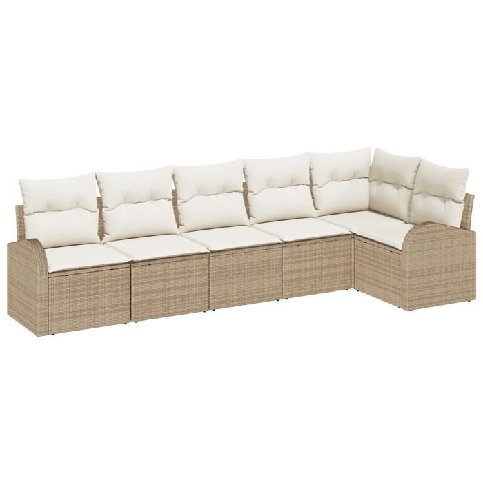 VidaXL Set de Canapé de Jardin 6 Pièces avec Coussins Beige Rattan Poly 3346061