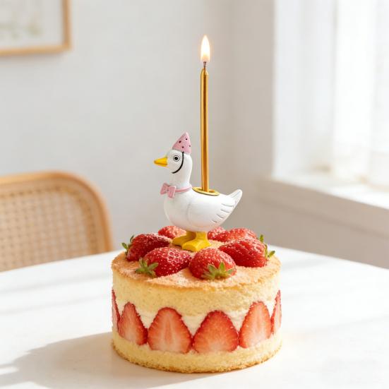 Gänsekuchen Kerzenhalter Mini Harz Gänsekuchen Topper Niedlicher Geburtstagsparty Kerzenständer für Kinder Babyparty Party Feier