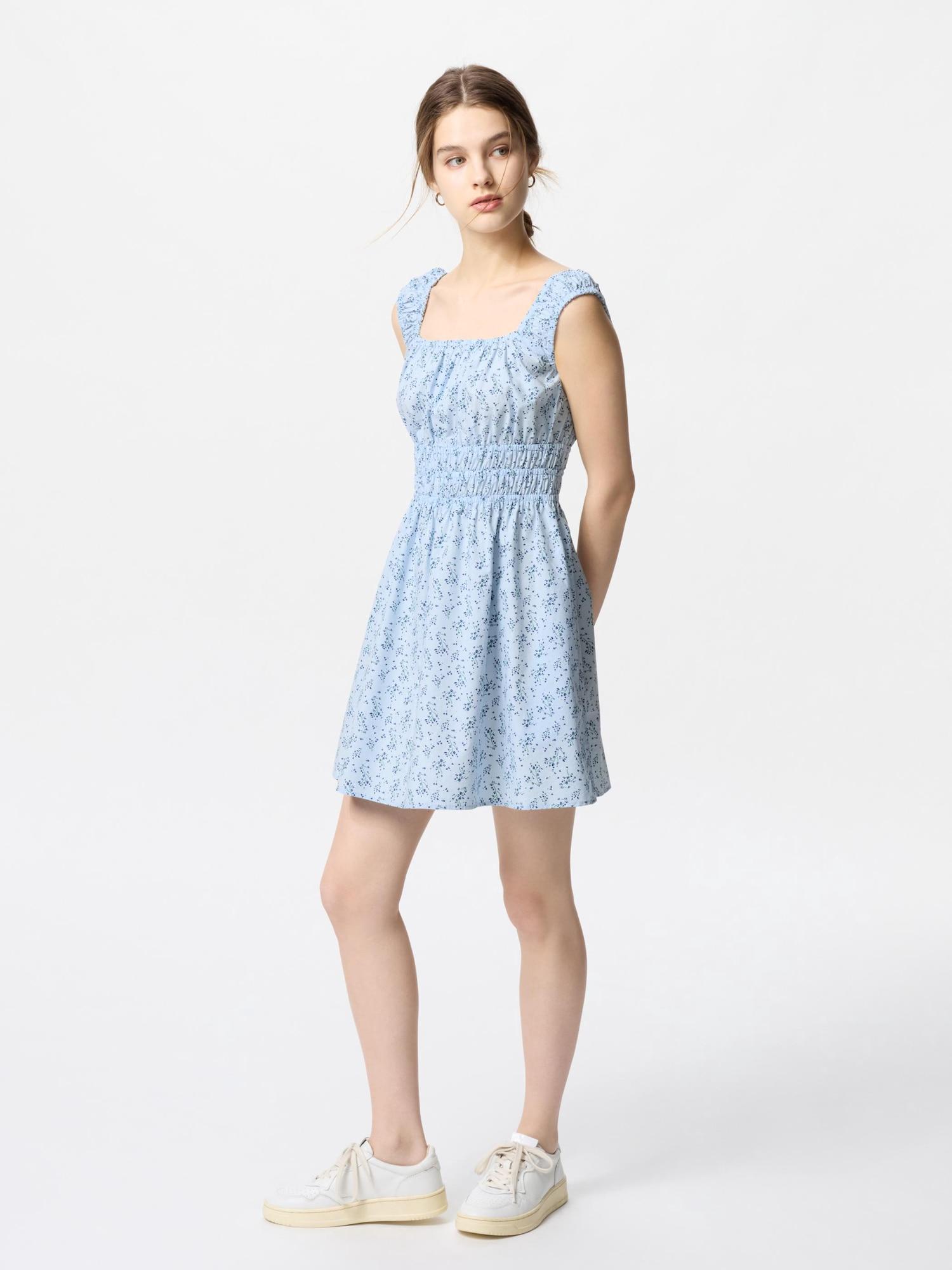 

Uniqlo Мини-платье из хлопка Gather без рукавов с принтом