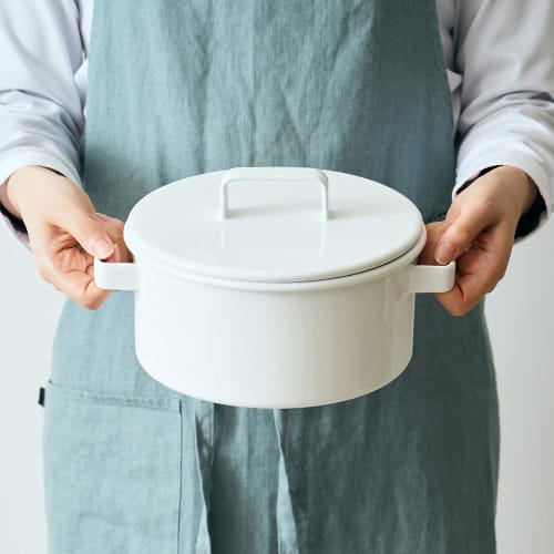 365methods YY-20C.W Enameled Casserole, 20cm, Induction Compatible, Oven Safe, Dishwasher Safe, White