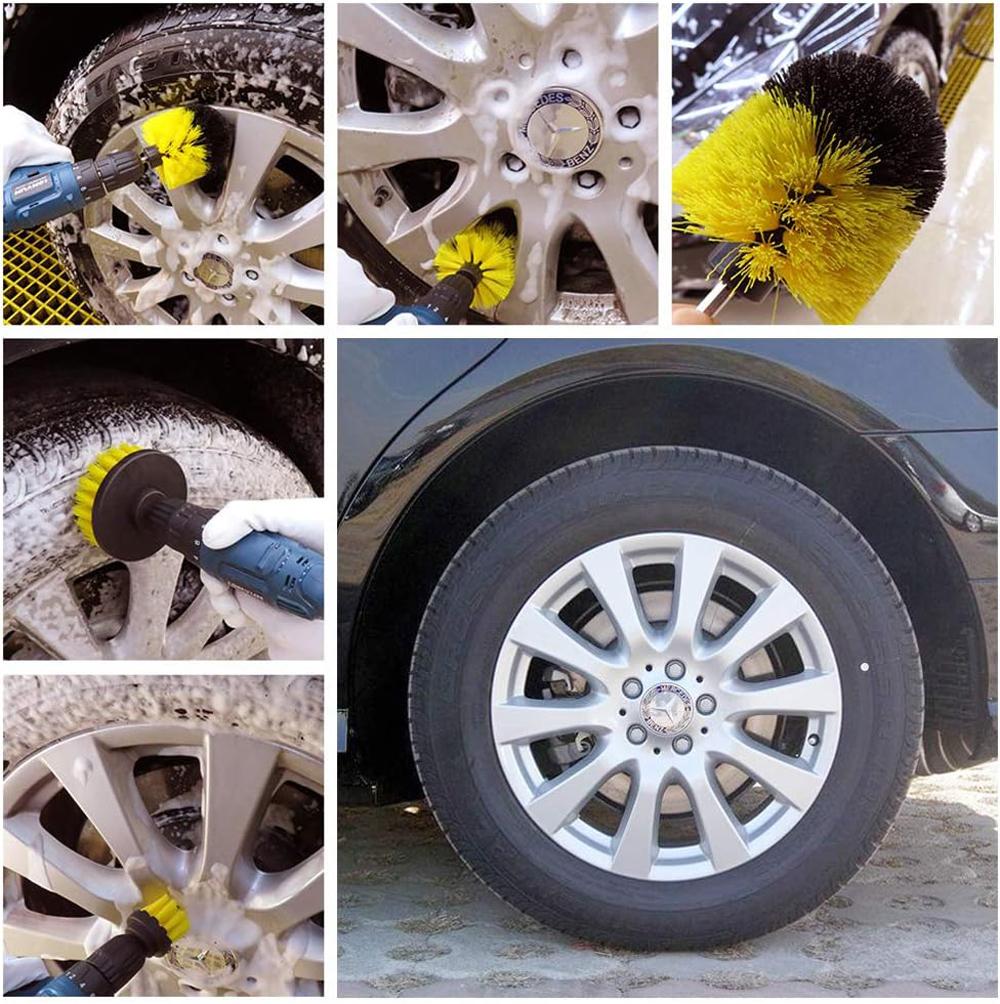 2/3.5/4''Electric Scrubber Brush Drill Brush Kit Plastic Round Cleaning Brush Tool For Glass Car Tires Bathroom Nylon Brushes
