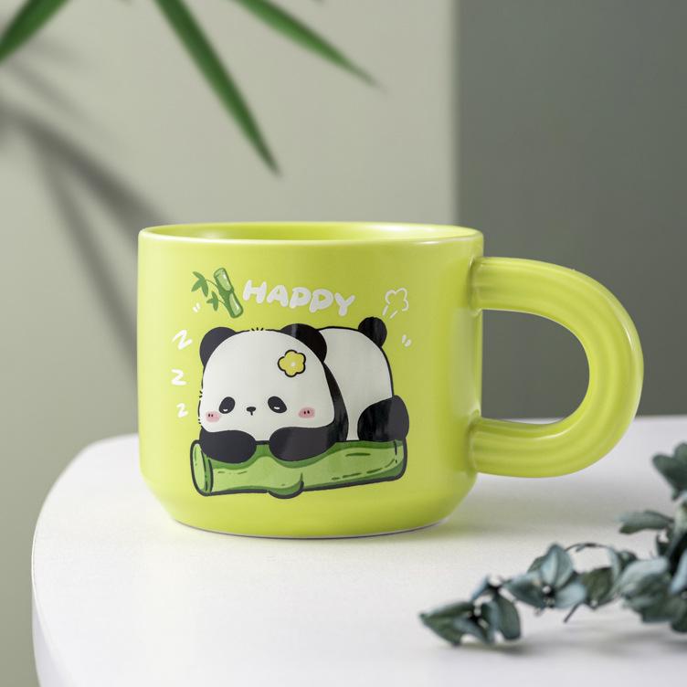 Cute Panda Mug High Looking Cartoon Ceramic Water Cup for Girls Couple Tea Cup Souvenir Coffee Breakfast Cup