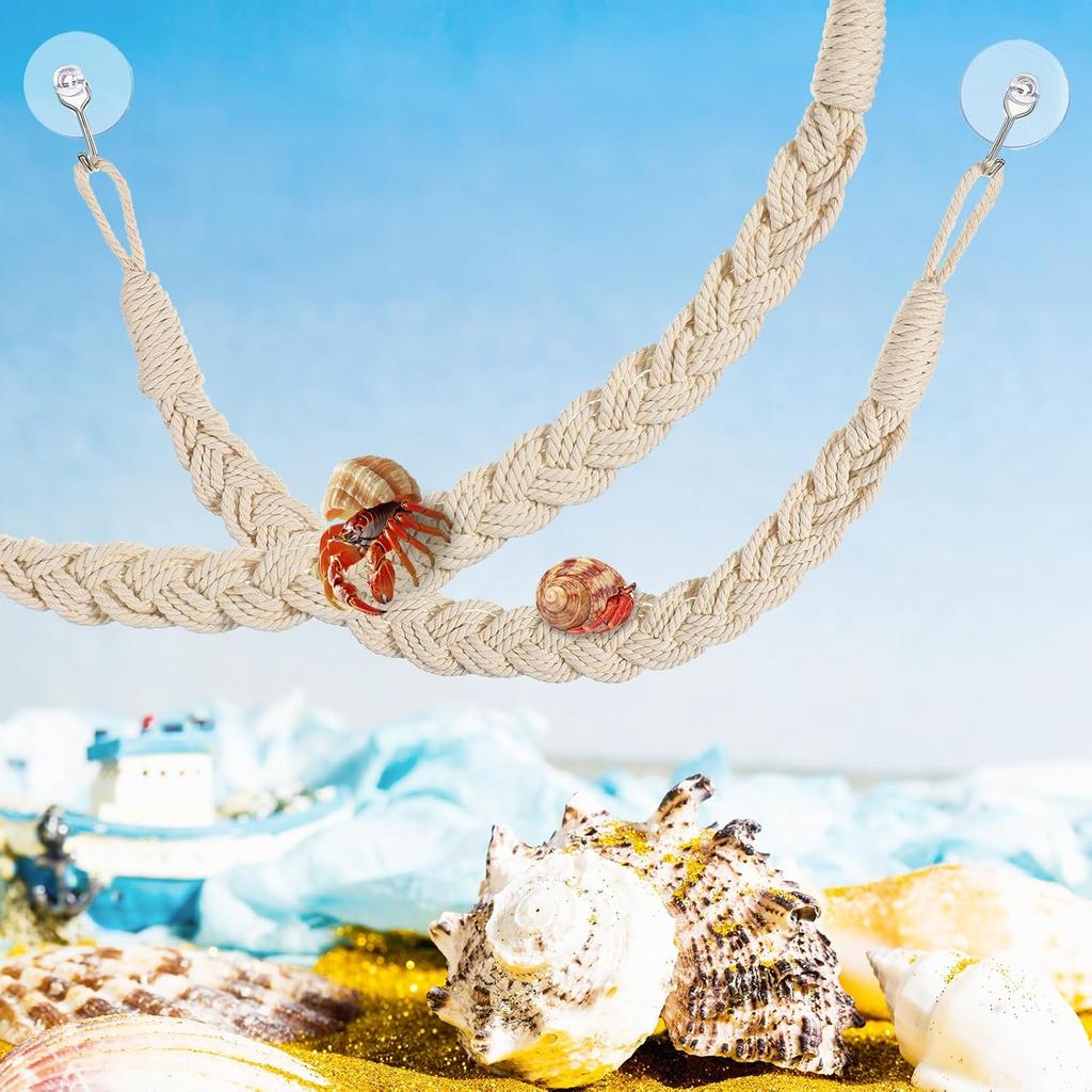 Hermit Crab Climbing Toys 2 Pack 24" Reptile Rope Ladder with Suction Cups Reptile Tank Terrarium Accessories Habitat Decor for Lizards, Geckos,