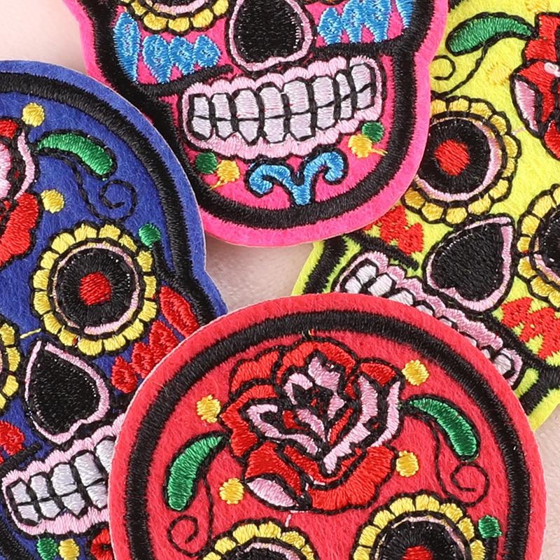 Embroidery Rose Skull Ghost Head Clothing Accessories Patch Patch Badge Badge Shoes and Hats Luggage Accessories Embroidery Cloth Patch