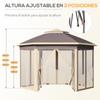 Hexagonal Garden Gazebo 4.05x3.4x2.85 M With Double Roof 6 Detachable Mosquito Nets Bag And Anti UV Beige