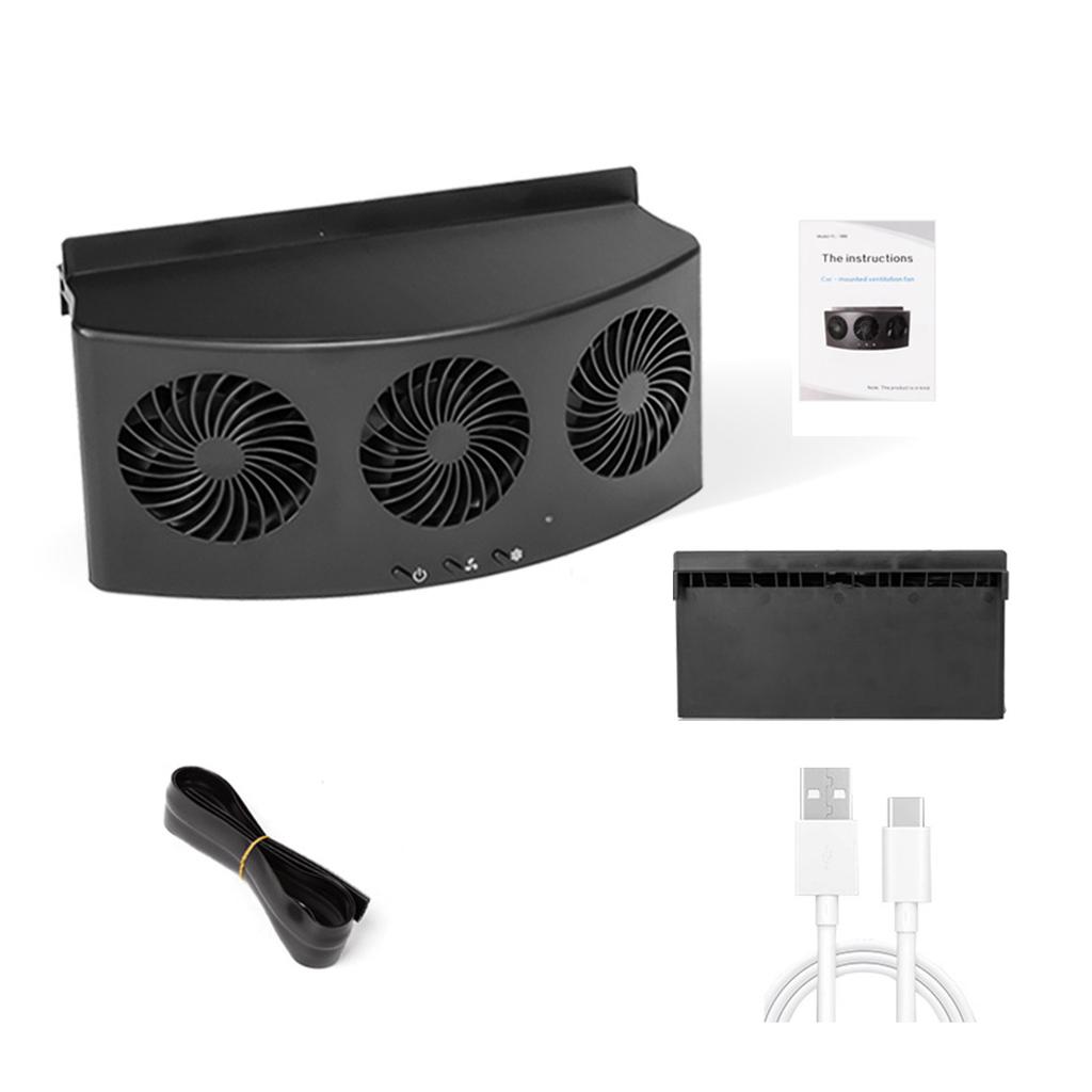 3 Head Coolers Car Fan USB/Solar Energy Cooling Vent Exhaust Portable Car Coolers Fan Exhaust Fan Car Radiator