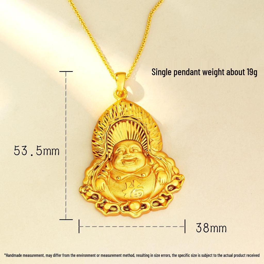 Men's Maitreya Buddha Gold Pendant Necklace