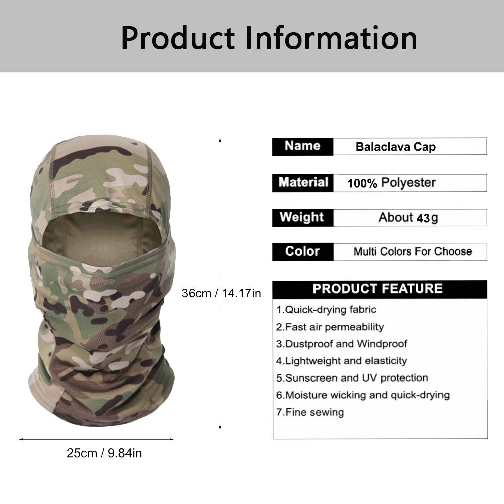 Elastic Balaclava Cap Wind-proof Cycling Bandana Full Face Neck Mask Outdoor Sports