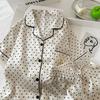French Style Ice Silk Pajamas Women'S Thin Short-Sleeved Shorts Polka Dot Temperament Style Simple And Cool Summer Loungewear