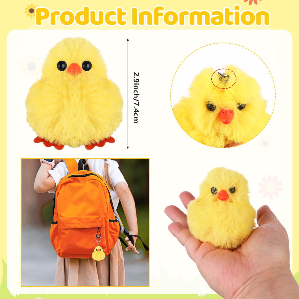 50Pcs Plush Chicks Keychain Large Fluffy Chicks Realistic Plush Chick Keychain Plu-Sh Pendant Easter Keyrings For Halloween, Chr