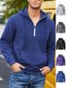 Men's Thick Hooded Sweatshirt, Stand Collar Half-Zip, Long Sleeve, Autumn/Winter, European Size, Casual Style.