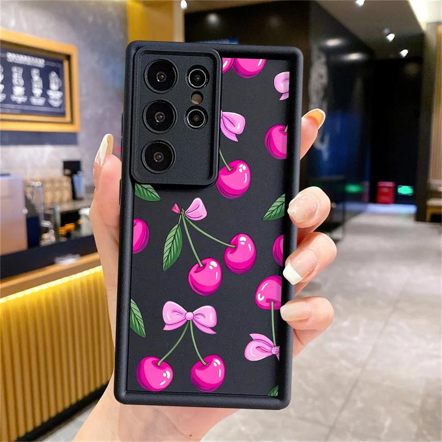 Cartoon Purple Cherry Phone Cover Case for Samsung Galaxy S26 Ultra S21 S20FE S24Ultra S25 S25 Edge S23 FE S24 Plus S22