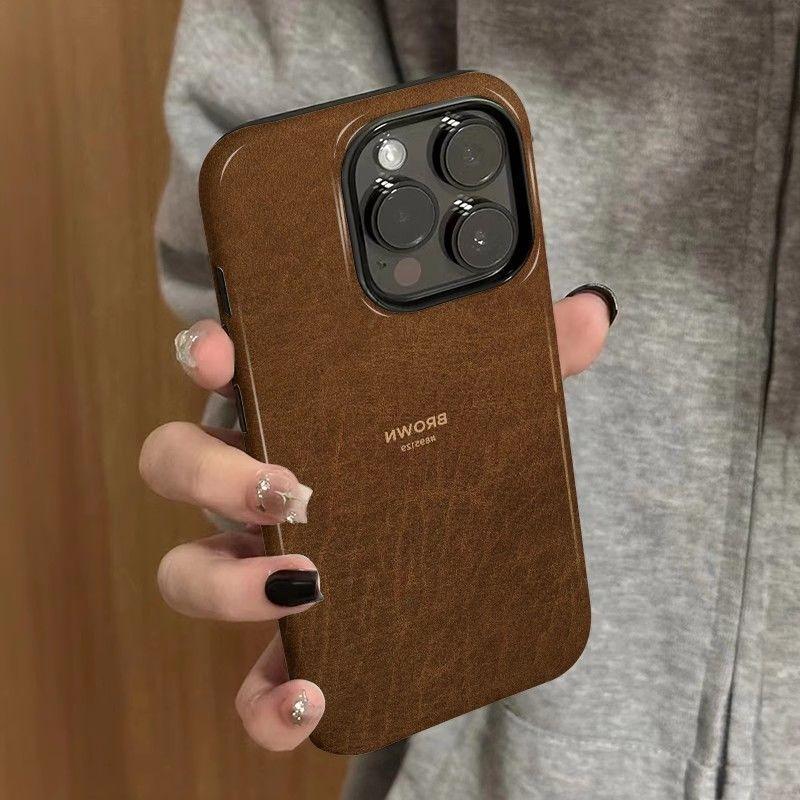 Simple Brown Phone Case for Apple iPhone 16 ProMax- Feilin Hard Case Shockproof Phone Protective Cover On iPhone16/15/14/13/12/11/Pro/Promax/Plus
