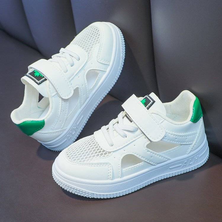 Children's casual mesh shoes 2025 spring new popular breathable single mesh shoes low-top sports little white shoes boys shoes