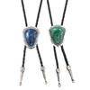 Men's Vintage Irregular Colored Stone Bolo Tie Cowboy Costume Accessory Western Faux Leather Cord Necktie Necklace Chain