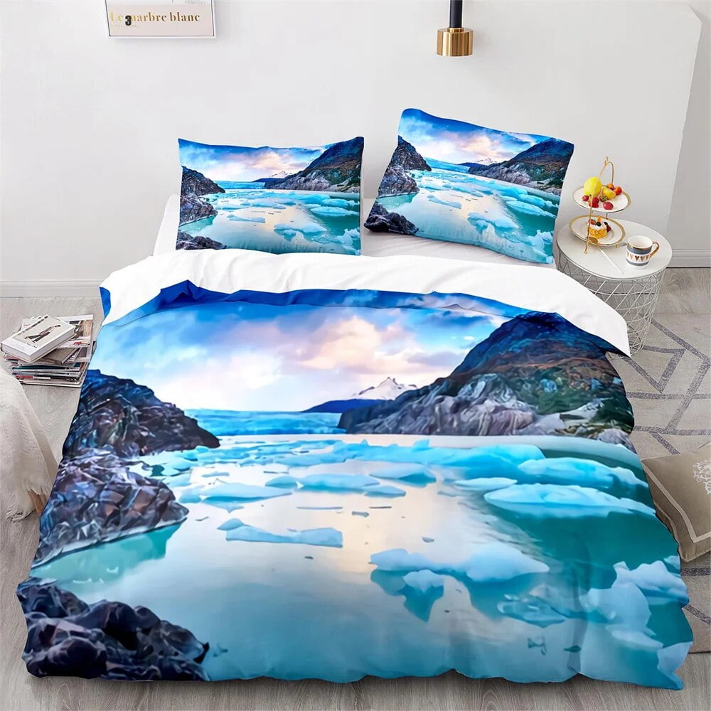 Comforter Snow Mountain Iceberg Northern Antarctic Bedding Set For Kid Boy Girl Rock Stone Queen Size Warm