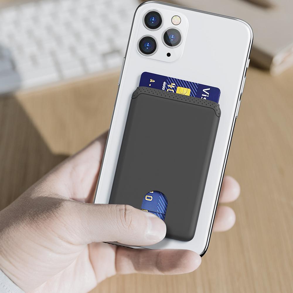 Mobile Phone Card Holder Wallet Men Women Slim Thin Credit Cardholder Case Easy Push 3M Adhesive Soft Silicone Phone Wallet