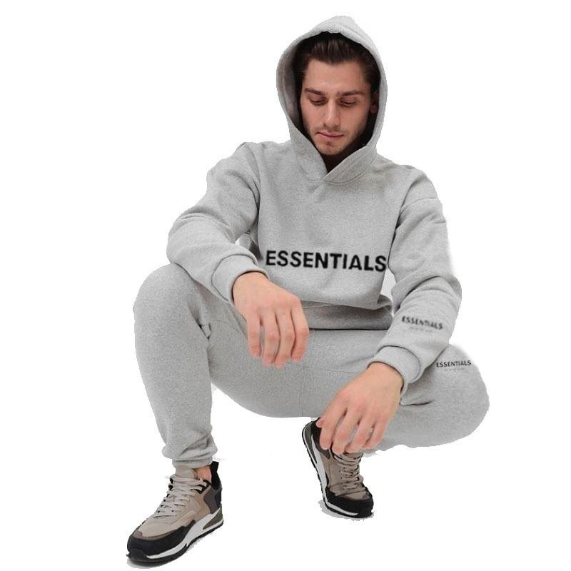 2025 New ESS Double-line Trendy Brand ESENTIALS Chest Cuff LOGO Hot Stamping Men's and Women's Sweater Set