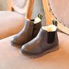 Bottes à semelle souple pour enfants Bottes d'automne hiver Nouvelles Bottines en peluche pour garçon Bottines courtes mode rétro pour fille britannique Chaussures pour enfants Zapatos Niña