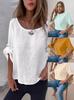 Women's Elegant Solid Color Round Neck Casual Shirt - Stylish and Versatile Design