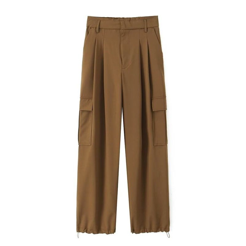 Fashion Style 2023 Autumn and Winter New Arrival Women's Pleated Decoration Straight-leg Loose Overalls Pants 7102520 703