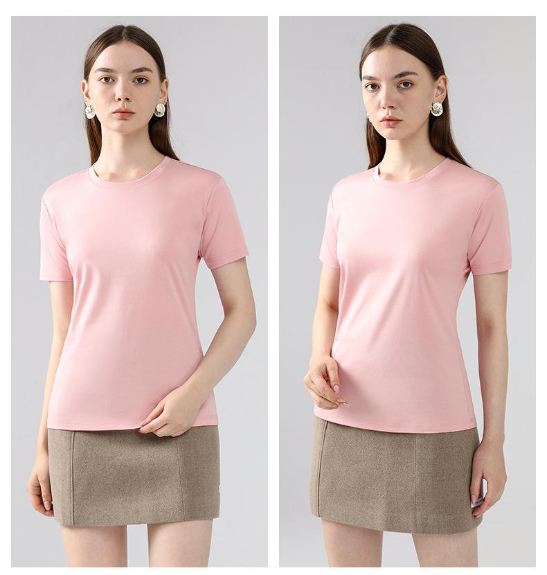 

Женская футболка из высококачественного мерсеризованного пима-хлопка с круглым вырезом и коротким рукавом (белый) Small (S)