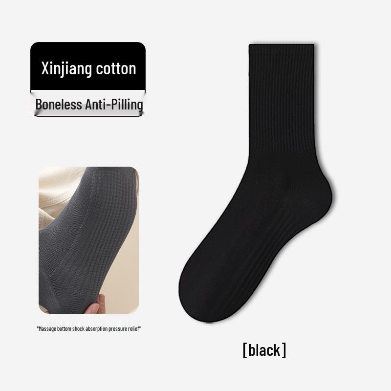 Men's Mid-Calf Cotton Socks: Sweat-Absorbent, Odor-Resistant, Antibacterial Casual and Sports Wear
