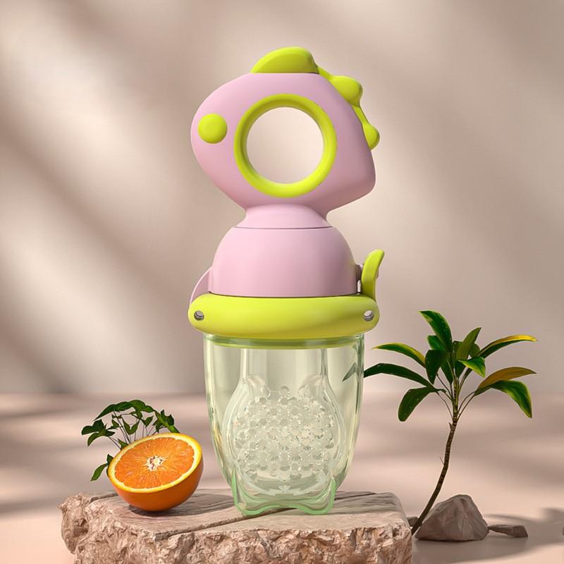 Dinosaur Rotate Push-Type Baby Fruit Feeder Silicone Fresh Food Feeder Kids Feeding Tool