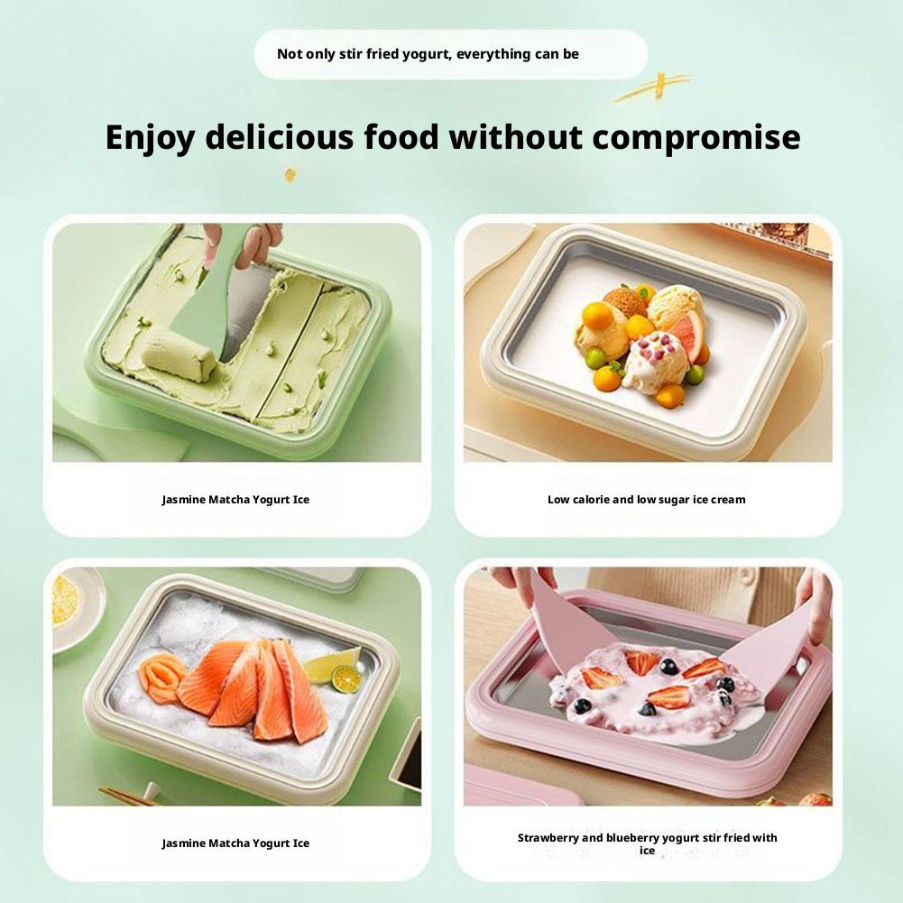 Multifunctional Rolled Ice Cream Maker Stainless Steel Stir Fried Ice Tray DIY Household Frozen Yogurt Maker Child's Homemade
