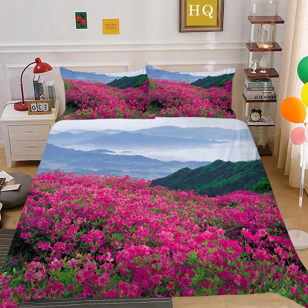 3D Flowers Printing Bedding Cover King Size Polyester Bedspreads Design High Quality Home Bedclothes