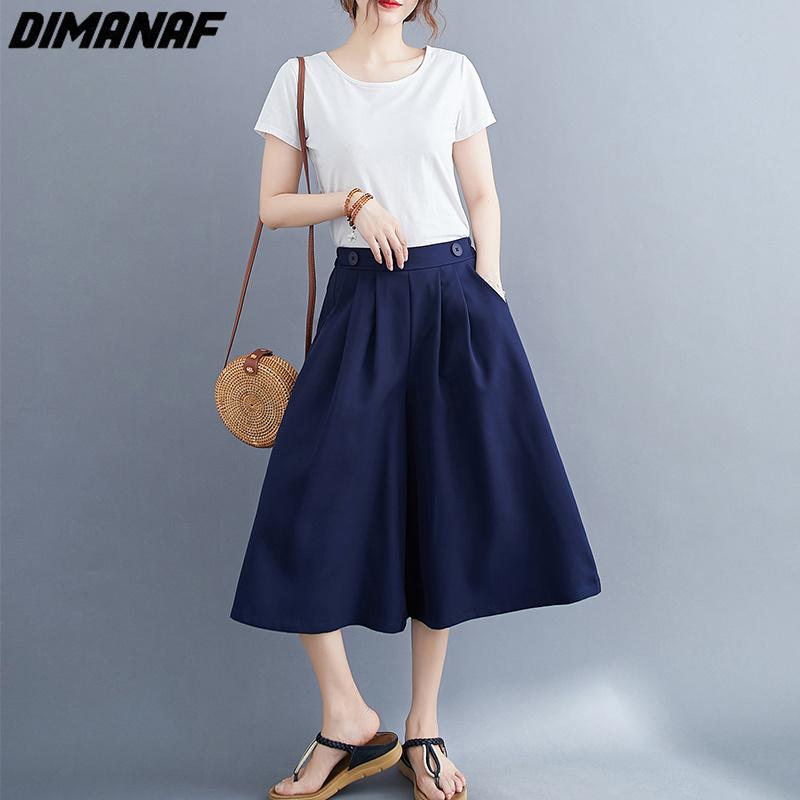 Dimanaf 2023 Summer Shorts Pants Women Elastic Pants Loose Casual Female Basic Trousers Wide Leg Pants Buttons