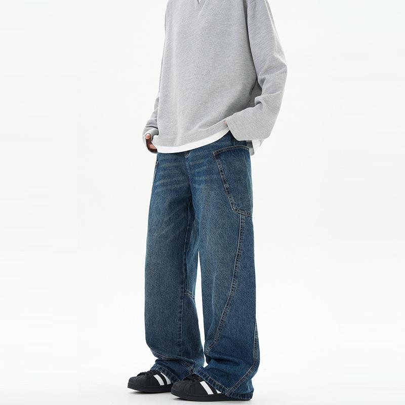 

LKTM Мужская одежда Унисекс Джинсы-шаровары широкого кроя с эффектом стирки – Модный свободный крой 2XL (155-170 lbs) синий